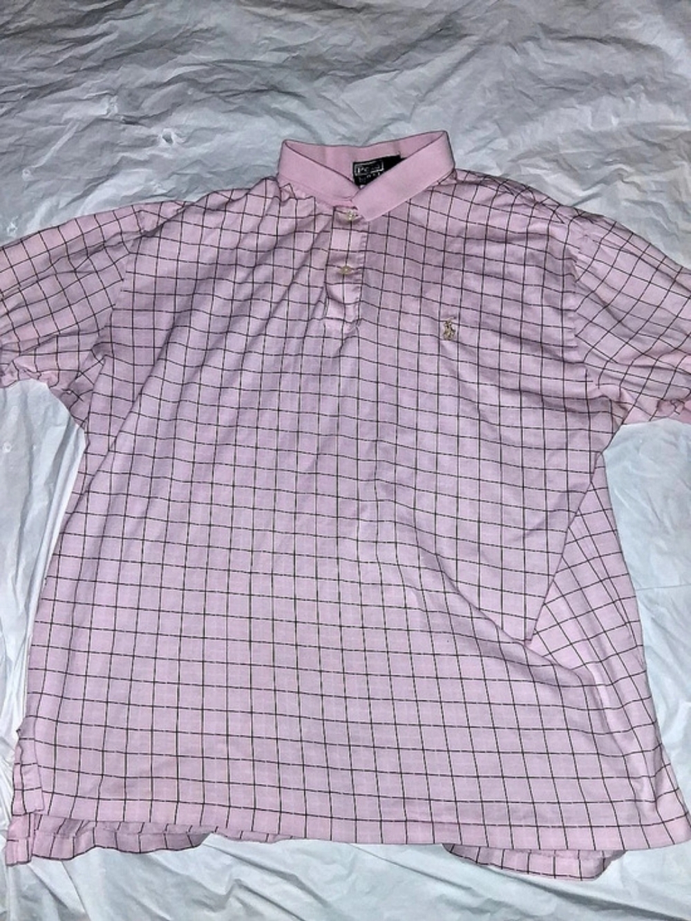 Polo by Ralph Lauren Men's Checkered Polo in Pink Size XL